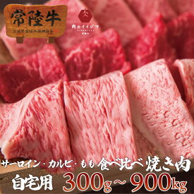 焼肉 食べ比べ 3種 焼肉セット bbq バーベキュー 常陸牛 A5 焼き肉 3品盛り合わせ 霜降りカルビ サーロイン もも 黒毛和牛 ブランド牛 肉 国産 おうち時間 自宅用 一人暮らし