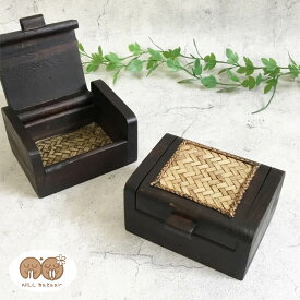 N-Chai 小物入れ ふた付き カードケース 木製 Cタイプ おしゃれ 卓上 名刺ホルダー カード入れ 収納ケース 小物入れ 収納 小物 ふた付き 玄関 鍵入れ アンティーク風 和風 エスニック アジアン アジア雑貨 アジアン雑貨 バンブー ウッド エヌチャイ