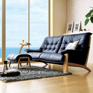 <期間中P15倍>カリモク ソファ 2人掛椅子ロング 幅162cm ZU49モデル レザー 本革 ZU4912 karimoku