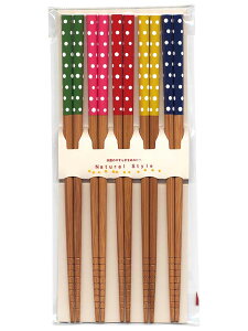 お箸 はし おはし 水玉 日本製 国産 高級 22cm 23cm 5膳セット 滑り止め 滑らない すべらない すべり止め すべりどめ 天然木製 竹 塗り 業務用 客用箸 大人用 家族 お揃い ブラウン ピンク 赤 カ