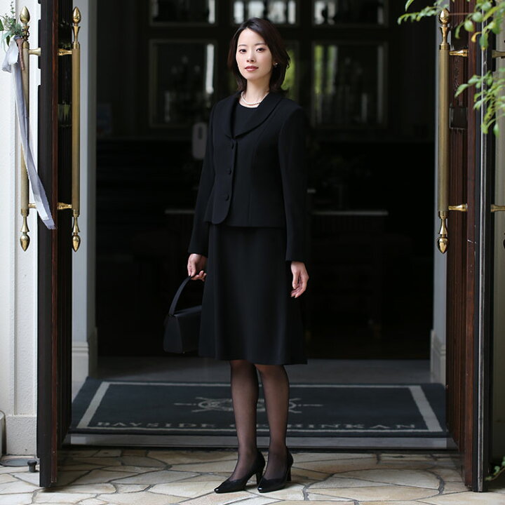 楽天市場 喪服 レディース ブラックフォーマル 礼服 大きいサイズ ロング丈 オールシーズン スーツ 日本製生地 セット フォーマル ワンピース ワンピーススーツ ロング お宮参り 七五三 卒業式 入学式 法事 冠婚葬祭 母 ママ 女性 30代 40代 50代 春 夏 秋 冬 あす楽