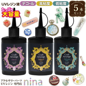 0の日限定先着クーポン UVレジン液 大容量 レジン液 65g スリムボトル 5本セット | アクセサリー作りに必須なレジン液! / レジン液 レジン アクセサリー ケミテック クラフトアレンジ レジン