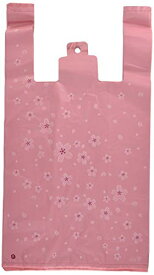 [ヘッズ] 手提げ袋 レジ袋 24*45*14cm さくら M 100枚 ピンク 和柄 和風 観光 おみやげ 春 花 フック穴付 SKR-M