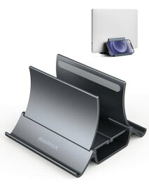 MOMAXノートパソコンスタンド 縦置き macbook スタンド 重力ロック 卓上 自動的にグリップ 収納 幅調節可能 冷却効果 クラムシェルスタンド ノートpc スタンドタブレット/MacBook/iPad/Mac Mini/iPhone 1