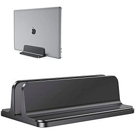 色：ブラック ノートパソコン スタンド 縦置き ノート PC スタンド 収納 ホルダー幅調節可能 スペース節約 アルミ合金素材 Vertical Laptop Stand Designed for MacBook Pro Air Mini Clamshell Mode & All Notepc (Blac