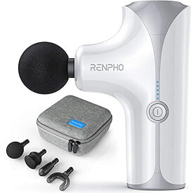 色：White RENPHO レンフォ ハンディガン MINI 4種類のヘッド付 トータル ボディケア リフレッシュ ブラシレスモーター搭載で1,800*3,200rpm/min ストローク幅MINIクラス最高8mm 静音 強力 5段階の振動