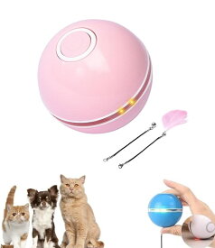 色：ピンク 3WAY ヘミルペットスマートローリングボール 小型犬 猫 羽 チャームアクセサリー付 カラフルLED 犬のおもちゃ 猫のおもちゃ 運動不足対策 光るペット用おもちゃ USB充電式 自動ペ