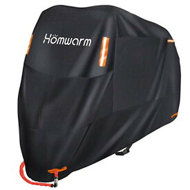 色：ブラック サイズ：XXL Homwarm バイクカバー 300D厚手 防水 紫外線防止 盗難防止 収納バッグ付き (XXL, ブラック)