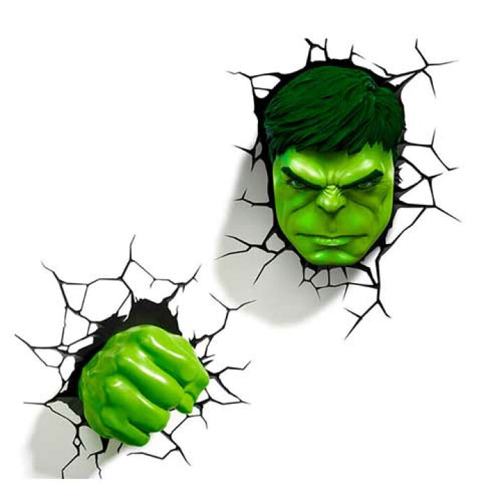 楽天市場】Hulk & Fist SET 3D Deco Light ハルク 3Dデコライト フェイス フィスト セット ひび割れステッカー ウォールライト 照明 立体 アメコミ MARVEL マーベル コードレス おしゃれ インテリア 雑貨 アベンジャーズ AVENGERS : NINE SELECT