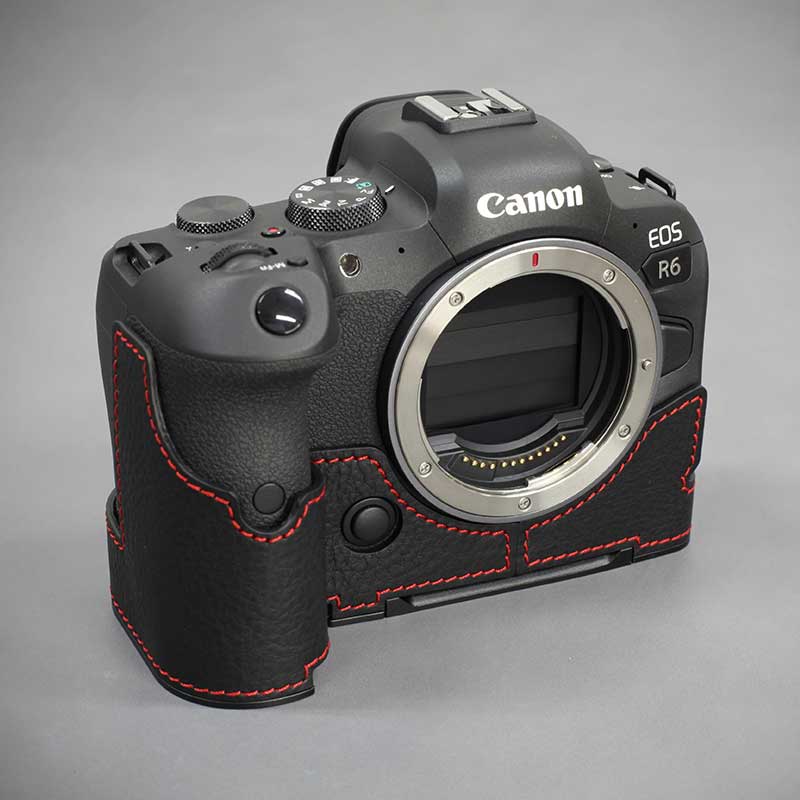 LIM'S Canon EOS R6 専用 イタリアンレザー カメラケース Black Red stitch ブラック レッド ステッチ  メタルプレート 高級 高品質 本革 おしゃれ かっこいい CN-EOSR6BK リムズ 日本正規販売店 - www.edurng.go.th