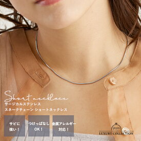 【クーポンで全品半額】ネックレス サージカルステンレス チェーン つけっぱなし チョーカー ステンレス ショート SUS316L シルバー ゴールド シンプル ショート 金属アレルギー対応 着けっぱなし レディース メンズ スネークチェーン