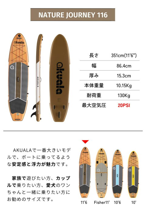 楽天市場】高評価☆4.7｜ AKUALA+ NATURE WINDRIDER116 SUPボード 