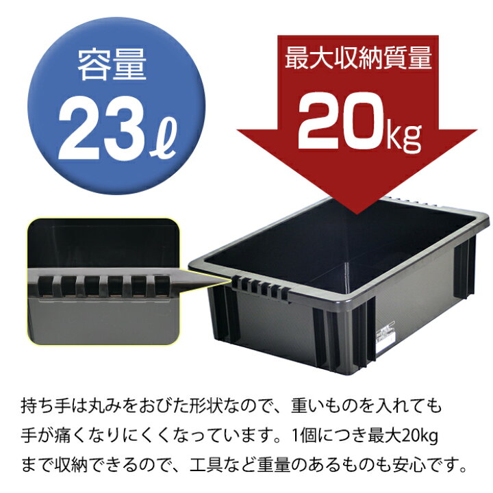 楽天市場】収納コンテナ ＃22 容量23リットル 23L 黒 ブラック【140 
