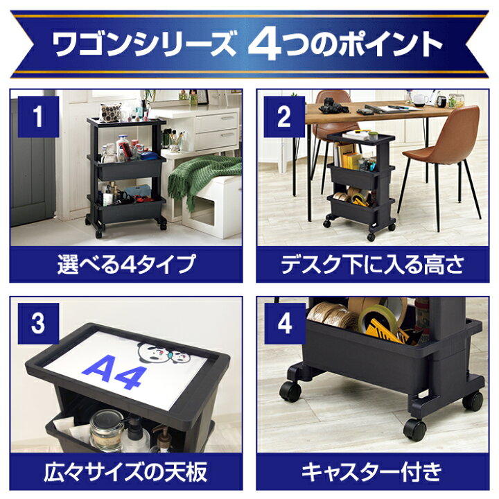 楽天市場】テーブルワゴン シリーズ 黒 ブラック 選べる4タイプ【100 