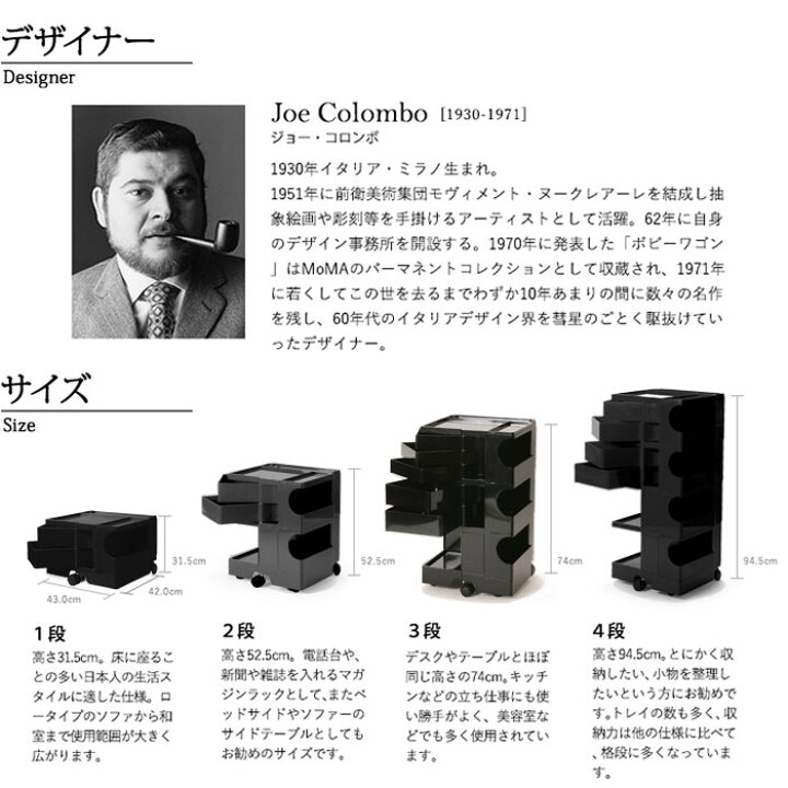 楽天市場】ボビーワゴン 3段 3トレイ ブラック【メーカー直送・代引 