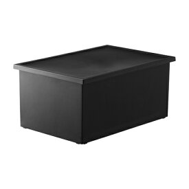 【ポイント4倍！1/19迄】【2個セット特価】収納ボックス フタ付き 黒 ブラック Lタイプ 幅54cm 奥行36cm 高さ24.3cm【140-A8】モノトーン 収納 衣装ケース 収納ケース 積み重ね 衣類収納 洋服収納 服収納 収納用品 新生活 引っ越し コミック 漫画 本 雑誌【送料無料】