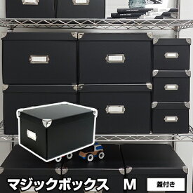 マジックボックス M 折りたたみ 蓋付 黒 ブラック RMX-003 モノトーン 収納 収納ボックス フタ付き オシャレ おしゃれ 衣装ケース 収納ケース 衣服収納 洋服収納 服収納 収納用品 子供用品 靴下 新生活 引っ越し 男前