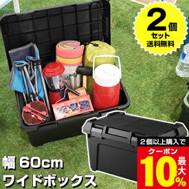 ＼2個以上購入で最大10%OFFクーポン／ 【2個セット特価】キャンプ コンテナボックス 屋外 小型 幅60cm 容量38L 耐荷重80kg【140-A20】黒 ブラック 軽トラ 荷台 ボックス 屋外収納ボックス 工具箱 アウトドア DIY 防災 積み重ね スタッキング 車載コンテナ 日本製【送料無料】