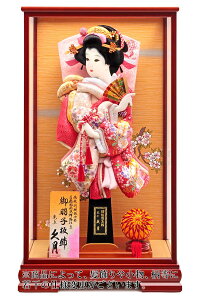 羽子板 久月 ケース飾り 秀香 金彩刺繍振袖 手描面相本押絵仕立 17号 ケヤキ塗ケース 【2026年度新作】 h061-k-85660