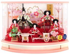 【楽天スーパーSALE★半額+P最大14倍】雛人形 ひな人形 ケース飾り 五人飾り 藤翁作 麗羽 小三五五人 金襴仕立 アクリルケース 【2026年度新作】 h083-fn-233-528