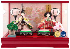 雛人形 コンパクト ひな人形 ケース飾り 親王飾り 藤翁作 浮舟 小三五親王 金襴仕立 アクリルケース オルゴール付 【2026年度新作】 h083-fn-223-210