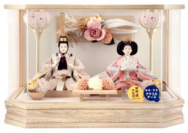 【楽天スーパーSALE★半額+P最大14倍】雛人形 コンパクト ひな人形 ケース飾り 親王飾り 藤翁作 紫陽 小三五親王 金襴仕立 六角アクリルケース 【2026年度新作】 h083-fn-253-253