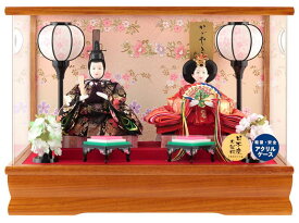 雛人形 コンパクト ひな人形 ケース飾り 親王飾り 藤翁作 姫華 豆親王 BR 金襴仕立 アクリルケース 【2026年度新作】 h083-fn-br243-234