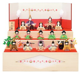 雛人形 コンパクト 一秀 ひな人形 雛 木目込人形飾り 収納飾り 三段飾り 十五人飾り 木村一秀作 平安雛 14号 【2025年度新作】 h073-id-001a