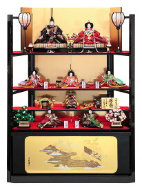 雛人形 久月 ひな人形 雛 四段飾り 四段棚飾り 七人飾り 着付師 華山 雛の詩 小十番親王 小三五平安三賢女 歌人付 駿河古典蒔絵 【2025年度新作】 h073-k-5935 D-4
