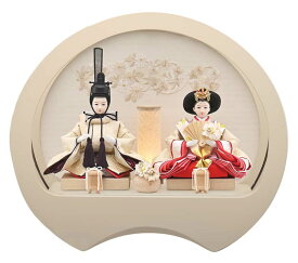 雛人形 コンパクト ひな人形 ケース飾り 親王飾り 宝童作 奏 (オフホワイト) 柳親王 刺繍 アクリルケース 【2026年度新作】 h083-mm-hn2026-12