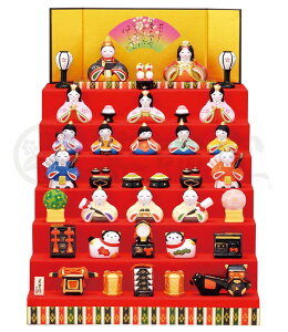 雛人形 コンパクト ひな人形 雛 七段飾り 十五人飾り 薬師窯 陶人形 錦彩華 みやび雛 【2026年度新作】 swrk-2524