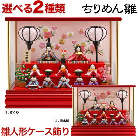 雛人形 リュウコドウ ちりめん コンパクト ひな人形 雛 ケース飾り 十人飾り キャンディーレッド ラインストーン アクリルケース 【2026年度新作雛人形】【選べる2種類】 h073-rkcp-ca29-3-1-10