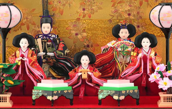 楽天市場】雛人形 ケース飾り ひな人形 雛 五人飾り 桜 本焼桐 