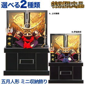 五月人形 収納飾り 兜収納飾り 兜飾り 兜5号 正絹縅 黒塗 誉ミニ収納 【2026年度新作 五月人形】【選べる2種類】 h295-sb-homare5xs-dm-uk