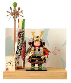五月人形 コンパクト 幸一光 松崎人形 子供大将飾り 平飾り 玄 げん 金小札 黒糸威 栓台 鯉幟付 YaekoProject 【2026年度新作】 h085-koi-581e
