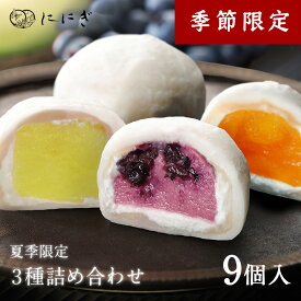 フルーツ大福9個詰合せ　メロンの福　マンゴーの福　ブルーベリーの福　各3個入