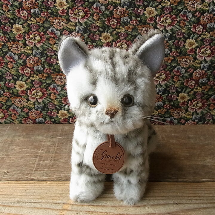 楽天市場 簡易ラッピングでお届け 三英貿易 おすわり アメショー グレー ぬいぐるみ 猫 ネコ ねこ ぬいぐるみ リアル 本物 そっくり ペット ニニアンドキノ