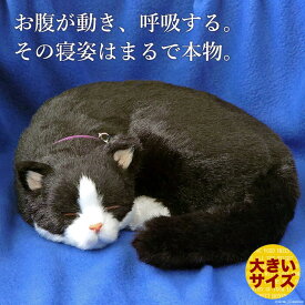 眠るように呼吸する パーフェクトペット (大サイズ) ハチワレ猫 ぬいぐるみ リアル 本物そっくり 猫 癒し ペットロス 高級 ギフト プレゼント 贈り物 インテリア 観賞用 ニニアンドキノ