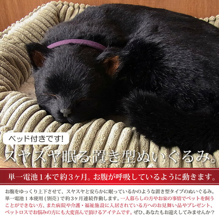 楽天市場 簡易ラッピングでお届け パーフェクトペット 大 黒猫 ぬいぐるみ 猫 ねこ ネコ リアル 本物 そっくり ニニアンドキノ