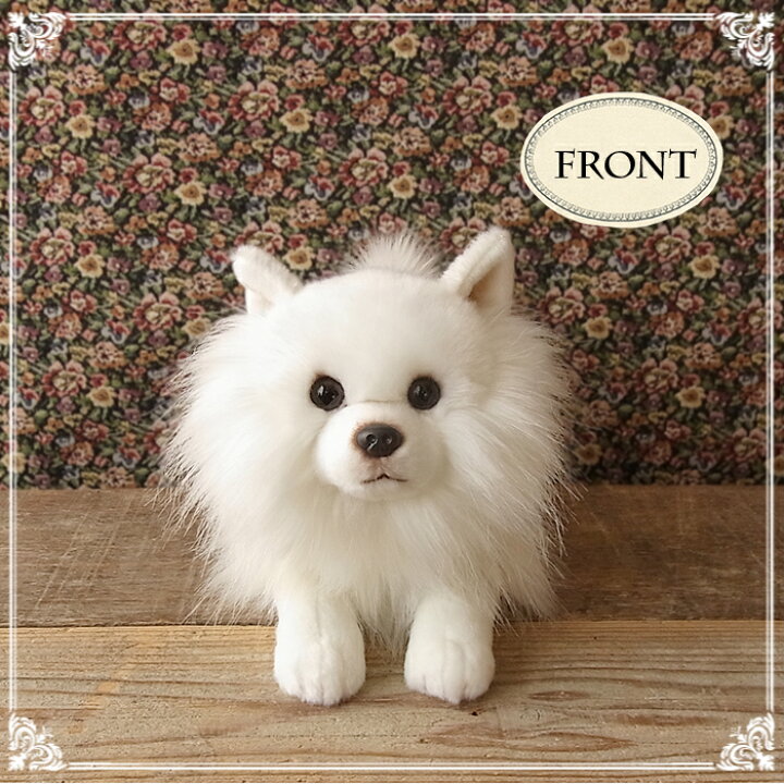 楽天市場 簡易ラッピングでお届け ニニアンドキノ 寝そべりわんこ ポメラニアン 白 ぬいぐるみ 犬 いぬ イヌ リアル 本物 そっくり ニニアンドキノ