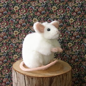 【HANSA シロネズミ32 ぬいぐるみ】鼠 ねずみ ネズミ ぬいぐるみ リアル 本物 そっくり ペット