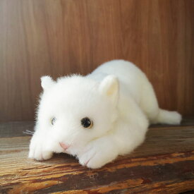 簡易ラッピングでお届け【童心 白猫（L） ぬいぐるみ】猫 ねこ ネコ ぬいぐるみ リアル 本物 そっくり ペット