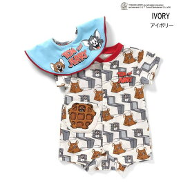 【20%】ampersand【アンパサンド】TOM AND JERRY ロンパス スタイ セット【人気 ベビー 赤ちゃん ロンパース カバーオール 半袖 総柄 プリント トムとジェリー かわいい 出産祝 ギフト プレゼント 贈り物 男の子 女の子 sale セール】L233094