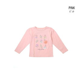 【30%】セール La poche biscuit【ラ・ポシェ・ビスキュイ】お花 柄 長袖 Tシャツ【人気 子供服 キッズ ベビー トップス ロング ロンT 長T プリント リボン かわいい おしゃれ 女の子 sale】LP24SP005