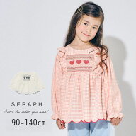 【30%】セール Seraph【セラフ】ハート スモッキング チュニック ブラウス【人気 子供服 キッズ トップス…