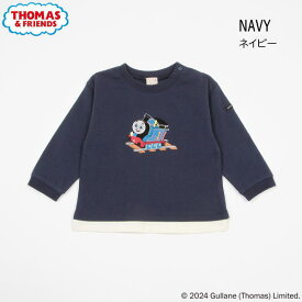 【20％】セール petit main【プティマイン】きかんしゃトーマス サガラ アップリケ 長袖 Tシャツ【人気 子供服 ベビー キッズ トップス ロング 長T ロンT ボーダー 無地 キャラクター コラボ カジュアル デイリー 男の子】9541211