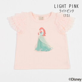 petit main【プティマイン】Disney チュール袖 グラフィック T【人気 子供服 ベビー キッズ トップス Tシャツ 半T プリント チュール ディズニー プリンセス アリエル エルサ ベル おしゃれ かわいい 女の子】9642213