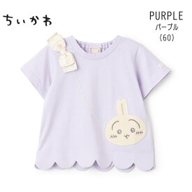 【10％】セール petit main【プティマイン】ちいかわ ポシェット 半袖 T【人気 子供服 ベビー キッズ トップス Tシャツ 半T スカラップ ボーダー 無地 リボン うさぎ はちわれ キャラクター コラボ かわいい 女の子 sale】9652218