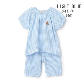 【15周年！期間限定15％OFF！】 【20%】セール petit main【プティマイン】パフスリーブ Wガーゼ パジャマ【ベビー キッズ 半袖 パンツ 上下 セット ルームウエア ナイトウエア 部屋着 寝間着 かぶり 総柄 プリント さくらんぼ ギンガムチェック くま sale】9652316