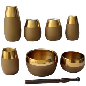 コクーン ブラウン 金属仏具7点セット りん棒付き 茶色
